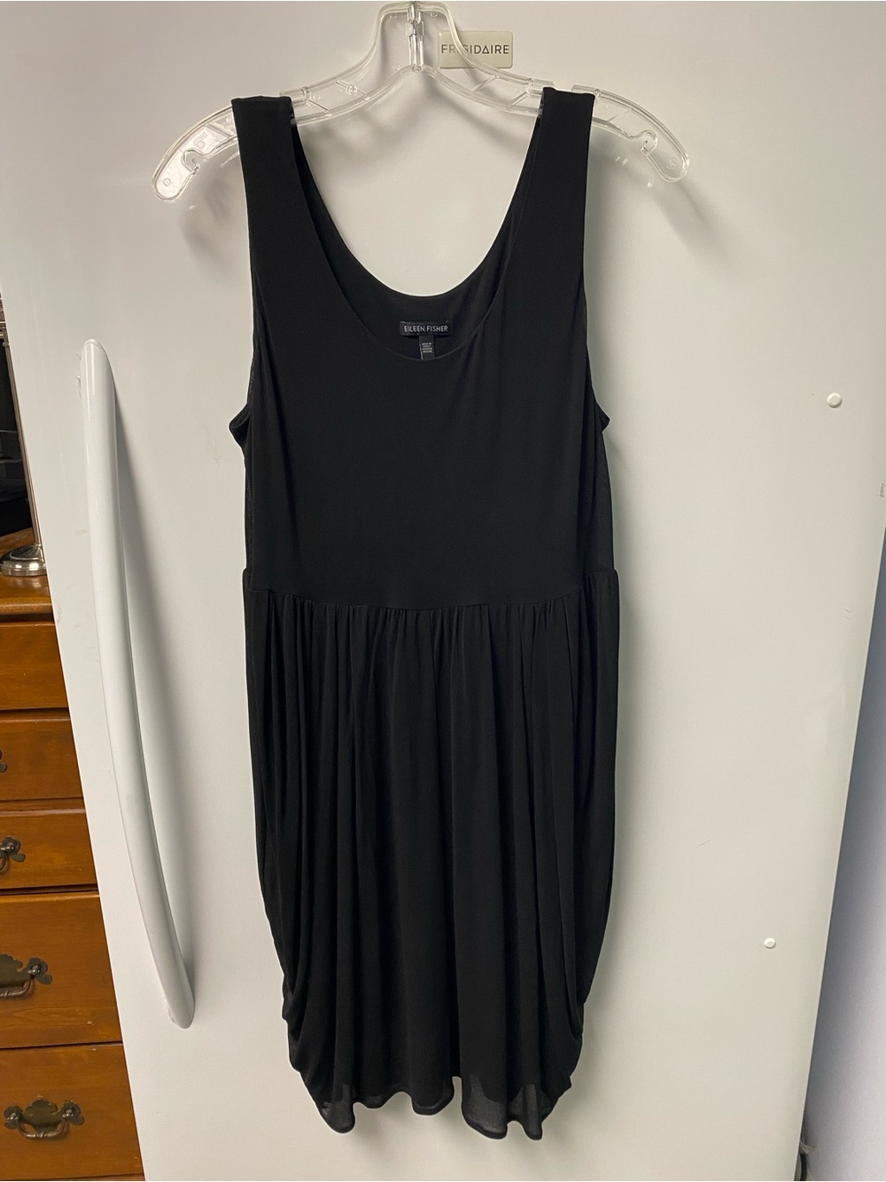 Eileen Fisher Black Sleeveless Dress with Draped Skirt - Picture 2 of 6
